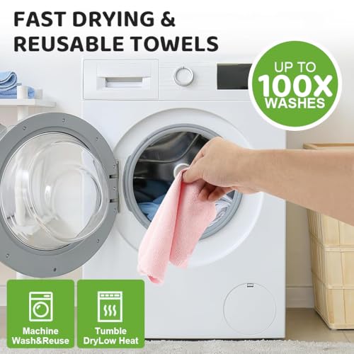 HASTHIP® Microfiber Cleaning Cloth Roll Pre-Cut Tear Away Highly Absorbent Reusable Multipurpose Kitchen Cleaning Cloths & Wipes 100Pcs 25x25cm Pink for Dusting Spills Streak-Free Surfaces & Household Cleaning HASTHIP® Microfiber Cleaning Cloth Roll Pre-Cut Tear Away Highly Absorbent Reusable Multipurpose Kitchen Cleaning Cloths & Wipes 100Pcs 25x25cm Pink for Dusting Spills Streak-Free Surfaces & Household Cleaning